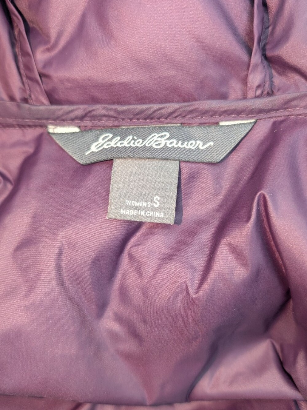 Eddie Bauer Luna Peak Down Parka Jacket Hooded Puffer Coat Plum Purple Small - Picture 9 of 9
